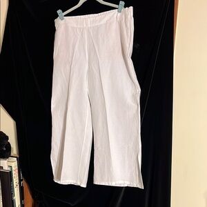 Beautiful Wide-Leg White Linen Slacks from J. Jill. Size L